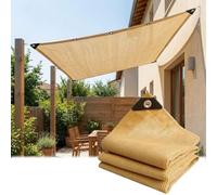 Malla de Sombra de 1x5 m, Color Beige, para Mayor privacidad, con Ojales. Material con protección UV, Aislamiento térmico y Bloqueo Solar del 90%. Ideal para balcón, Patio, jardín, toldo ext