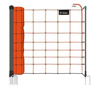 Malla eléctrica para ovejas farmNET, Rollo de 50m de Longitud y 90cm de Altura, 14 Postes de Doble Punta