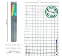 SATURNIA - Malla Electrosoldada Galvanizada 13x13 / Altura 60 cm. Rollo 25 Metros. Uso Domestico