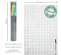 SATURNIA - Malla Electrosoldada Galvanizada 13x13 / Altura 60 cm. Rollo 25 Metros. Uso Domestico