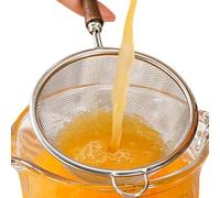 Malla fina de acero inoxidable, coladores de malla con ganchos de cocina, colador de té, filtro de mango de nogal de acero 304 para jugo, harina de leche de soja, aceite, nido de pájaro, cóctel, té