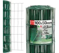 Malla metalica verde PVC 100x50mm, malla galvanizada Ø2.2mm 100cm x 10m, red de alambre para jardin y gallinero, rollo resistente exterior, Lun Fix