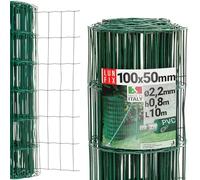 Malla metalica verde PVC 100x50mm, malla galvanizada Ø2.2mm 80cm x 10m, red de alambre para jardin y gallinero, rollo resistente exterior, Lun Fix
