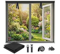 Malla Mosquitera de Fibra de Vidrio para Ventana, Protector Autoadhesivo Sin Taladro, Cortina 30-300cm Anti Insectos y Moscas, Instalación Rápida con Cinta de Fijación(Negro,45x100cm)