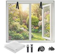 Malla Mosquitera de Fibra de Vidrio para Ventana, Protector Autoadhesivo Sin Taladro, Cortina 30-300cm Anti Insectos y Moscas, Instalación Rápida con Cinta de Fijación(Blanca,45x100cm)