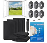 Malla Mosquitera para Ventanas, 6 pcs Malla Antimosquitos, con 6 rollos de cinta autoadhesiva, Mosquiteras para Ventanas Universal, Mosquiteras Cortables, para Anti Insectos y Moscas, 130 × 150 cm