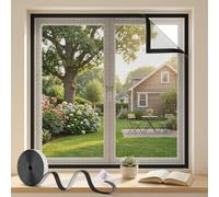 Malla Mosquitera para Ventanas, Mosquitera Ventana Fibra de Vidrio Resistente, Red Protectora contra Moscas y Mosquitos, Instalación Rápida sin Taladrar(Black,60x190cm)