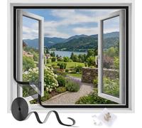 Malla Mosquitera para Ventanas, Mosquitera Ventana Transpirable, Fibra de Vidrio Resistente con Cinta Adhesiva, Montaje Sencillo sin Taladrar, Fácil de Limpiar(Gray,60x190cm)