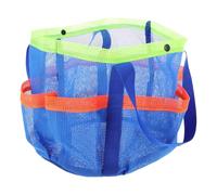 Malla y Asas Resistentes Bolsa de Playa Azul con Múltiples Bolsillos | Poliéster Ligero, Separa Objetos Húmedos y Arena, para Familia, Piscina, Juguetes y Chanclas