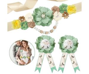 Mallard - Banda de maternidad de pato de la suerte, Teeloray One, banda de maternidad verde salvia, decoración de baby shower, 3 piezas, decoración de baby shower, revelación de género, regalo de