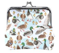 Mallard Ducks - Monedero de piel con cierre y cierre para monedas (azul, clásico y azul, Patos reales Azul, Clásico