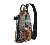 mallard - Mochila cruzada con estampado de pato para hombres y mujeres, para caminar al aire libre, viajes, Negro -, Talla única