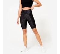 Mallas Ciclistas Fitness Mujer Gris Oscuro Estampado Leopardo Elásticas S