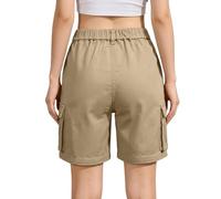 Mallas Cortas Mujer,Short Mujer Verano,Deportivos con Bolsillos, Ideales para Senderismo al Aire y Uso Casual. (Khaki, XL)