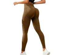 Mallas de compresión 3D anticelulitis para mujer, cintura alta, levantamiento de glúteos, marrón oscuro, S