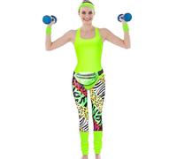 Mallas de entrenamiento de los años 80 | Leggings de entrenamiento de los años 80 para mujer | Disfraces de con diadema, riñonera, pulsera, aretes para ropa diaria