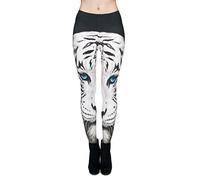Mallas de entrenamiento fitness para mujer, elásticas, estilo casual, estampado 3D multicolor White Tiger talla única
