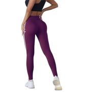 Mallas de Yoga for mujer, pantalones deportivos ajustados a rayas, cintura alta, levantamiento de cadera, medias casuales, entrenamiento, correr, mallas elásticas for gimnasio Leggings mujer(Purple,M)