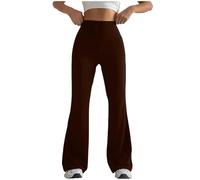Mallas Deporte Mujer Campana Push Up Pantalones da Yoga Acampanados Leggins Talla Grande Vestir Leggings Cintura Alta Pilates Ropa Deportivas Oficina Danza Pantalon Chandal Ancho (01 Marrón, L)