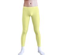 Mallas deportivas para hombre, transpirables, para fitness, ropa interior, largas, para correr, senderismo, ciclismo, transpirable, fitness, ropa interior funcional, amarillo, L