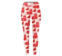 Mallas largas de yoga para el día de San Valentín 2026 con estampado completo de cuatro hojas para mujer, rosa claro, S