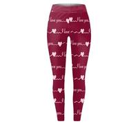 Mallas largas de yoga para el día de San Valentín 2026 con estampado completo de cuatro hojas para mujer, hot pink, XXL