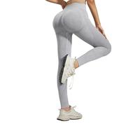 Mallas Mujer Push Up - Leggins Termicos Mujer Leggings de entrenamiento de cintura alta sin costuras para levantamiento de glúteos pantalones de yoga con tejido antisentadillas (Light Gray S)