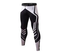 Mallas Running Hombre Largas Deporte Leggings Pantalón de Compresión Secado Rápido para Ciclismo Fitness Entrenamiento Blanco M