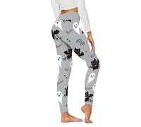 Mallas térmicas 2026 para mujeres y hombres, estampado de Halloween, yoga, correr, control de día, pantalones de entrenamiento, pilates, adelgazantes, leggings para el abdomen, gris, M
