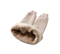 Mallas térmicas gruesas con forro polar para niñas y niñas, de punto acanalado, cálidas, elásticas, opacas, para el colegio, danza, beige, 1-2 años