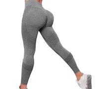 Mallas Yoga Mujer Pantalones de Yoga de Verano de Cintura Alta, Leggings sexys for Mujer, Pantalones Deportivos de Yoga Acanalados, sección Delgada sin Costuras, Transpirables(Grey,M)