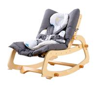 MallBEST 3 en 1 Baby Bouncer Ajustable Wooden Rocker Chair Recliner with Removable Cushion and Seat Belt for Infant to Toddler