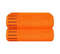 MALLONI HOME Juego de 2 toallas de baño de algodón de gran tamaño, 70 x 140 cm, toallas de baño grandes, ultra absorbentes, compactas y ligeras, color naranja