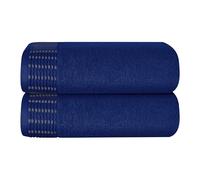 MALLONI HOME Juego de 2 toallas de baño de algodón de gran tamaño, 70 x 140 cm, toallas de baño grandes, ultra absorbentes, compactas, de secado rápido y ligeras, color azul marino