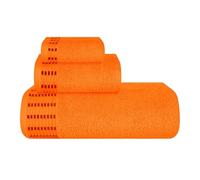 MALLONI HOME Juego de 3 Toallas de algodón ultrasuaves, Incluye una Toalla de baño Extragrande de 70 x 140 cm, una Toalla de Mano de 40 x 60 cm y una Cama de 30 x 30 cm, Color Naranja