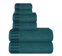 MALLONI HOME Juego de 6 Toallas de algodón ultrasuaves, Incluye 2 Toallas de baño extragrandes de 70 x 140 cm, 2 Toallas de Mano de 40 x 60 cm y 2 Camas de Lavado de 30 x 30 cm, Verde Azulado