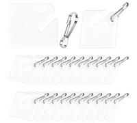 Malloy 100 Etiquetas para Llaves, Etiquetas Colgantes de PláStico Ranuradas con de PresióN de Metal, Etiquetas para Llaves Blancas, Etiquetas para Llaves Cuadradas en