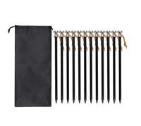 Malloy 12 Clavijas para Tienda Campaña Aire Libre 23cm, Clavos Molidos con Bolsa Almacenamiento, Clavos Prueba Viento, Accesorios para Acampar, Sujeción para Tienda Campaña, Color Negro