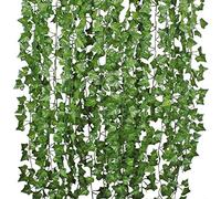 Malloy 12Pcs Artificial Ivy Vine Colgante Guirnalda False Leaf Vine Family Garden Boda DecoracióN de la Pared, 84 Pies, Verde