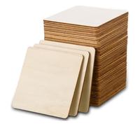 Malloy 80 Piezas de Madera Sin Terminar, Cuadrados de Madera en de Pulgadas para Manualidades, Pintura, Grabado, Decoración Navideña, Posavasos