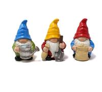 Malloy Adornos de Jardín de Resina Hechos A Mano, 3 Enanos, Gnomos de Jardinería, Enanos de Trabajo, Adecuados para Decoración de Interiores y Exteriores