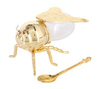 Malloy Botella de Vidrio con Forma de Abeja, Tarro de Condimentos de Cocina de Alta Gama, de AzúCar de Abeja (Dorado)