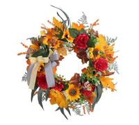 Malloy Coronas de OtoñO para Puerta de Entrada, de OtoñO de Girasol, Calabazas y Lazos de Arpillera, para Granja Interior Exterior Exterior