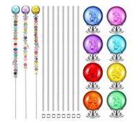 Malloy El Kit de Varillas de Estacas con Cuentas para JardíN DIY Incluye 8 Varillas Roscadas de 8/32 Pulgadas y 12 Pulgadas, 8 Tuercas Hexagonales y 8 Tapones de Diamante