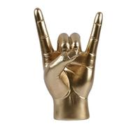 Malloy Estatua de Gesto de Mano de Rock, Arte de Música Rock, Escultura de Dedo Artesanal para Amantes de la Música Rock, Decoración de Sala de Estudio, Mano L Dorada
