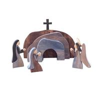 Malloy Estatua de Jesús Decoración Conjunto de Estatuas de Natividad de Madera Manualidades de Pascua