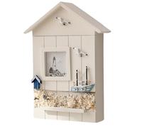 Malloy Gabinete Montado en la Pared para Llaves, Caja de Almacenamiento de Llaves de Casa de Madera, Estatua Modelo de Estilo Mediterráneo, Decoración de Pared para el Hogar, Velero