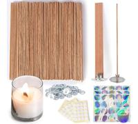Malloy Mecha de Vela de Madera de, Mechas de Madera Espesas para Velas, Llama Duradera, Fácil de Quemar, Núcleos de Velas para Hacer Velas