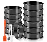 Malloy Paquete de 12 Aros para Bollos: Aros para Muffins Ingleses Antiadherentes, Juego de Aros para Tarta de Doble Laminado, Moldes para Hornear (4 Pulgadas + 3,35 Pulgadas)