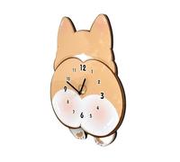 Malloy Reloj Mecedor con Diseño de Perro Corgi de, Reloj para Habitación y Dormitorio, Reloj de Pared Silencioso